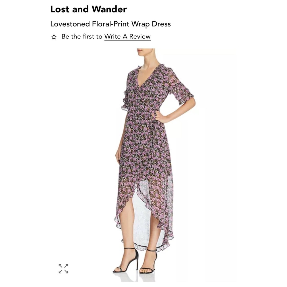 Lost and Wander Floral Print Wrap Maxi Dress Ruffled Flutter Sleeve NWT medium - Picture 2 of 8